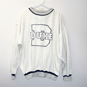 Vintage BAC Premier Duke spell out sweatshirt crew heathered grey striped large